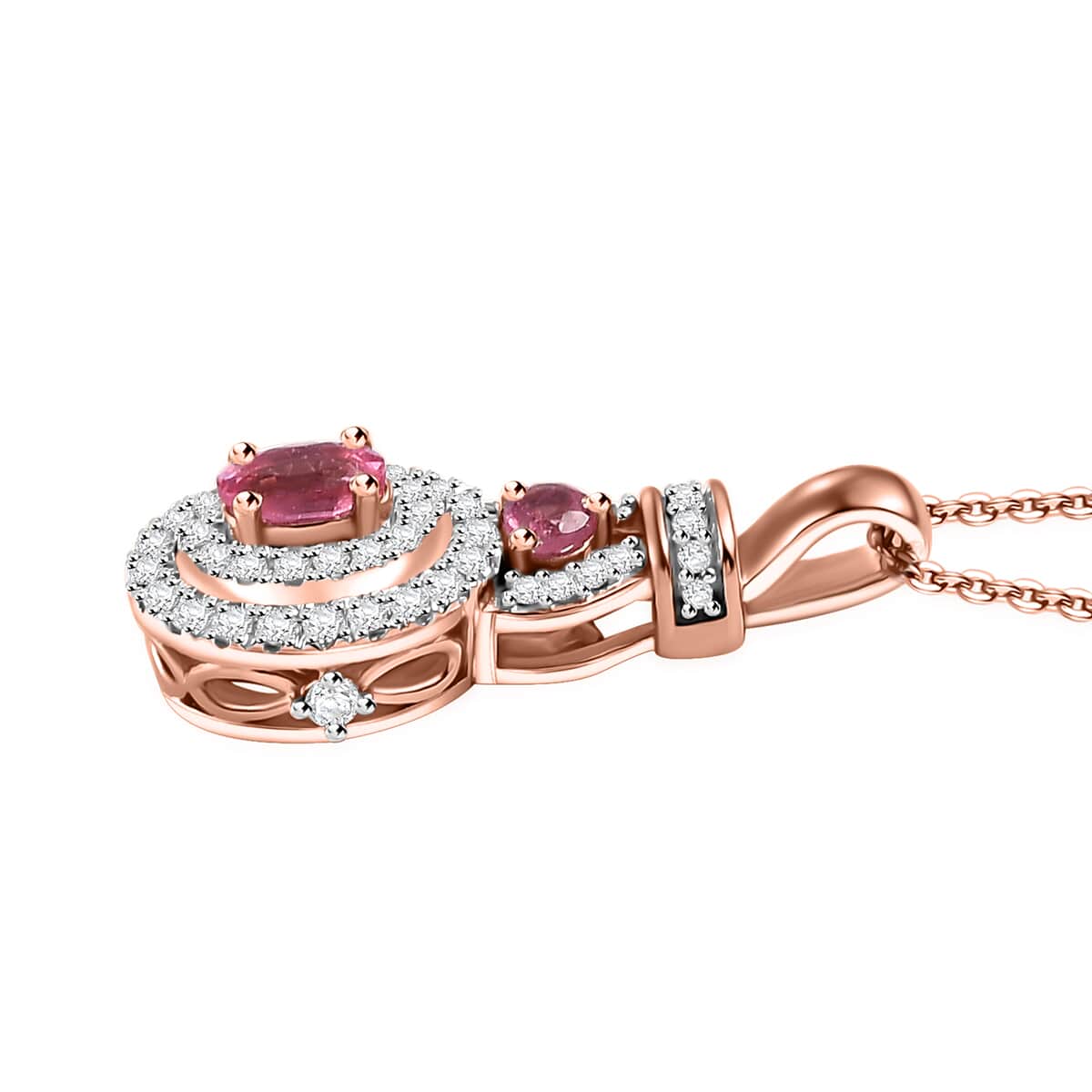 Mahenge Spinel and White Zircon 0.80 ctw Blossom Embrace Pendant Necklace in 18K Vermeil Rose Gold Over Sterling Silver 20 Inches image number 3