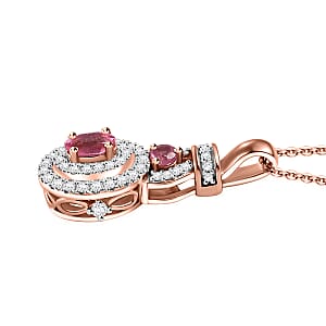 Mahenge Spinel and White Zircon 0.80 ctw Blossom Embrace Pendant Necklace in 18K Vermeil Rose Gold Over Sterling Silver 20 Inches