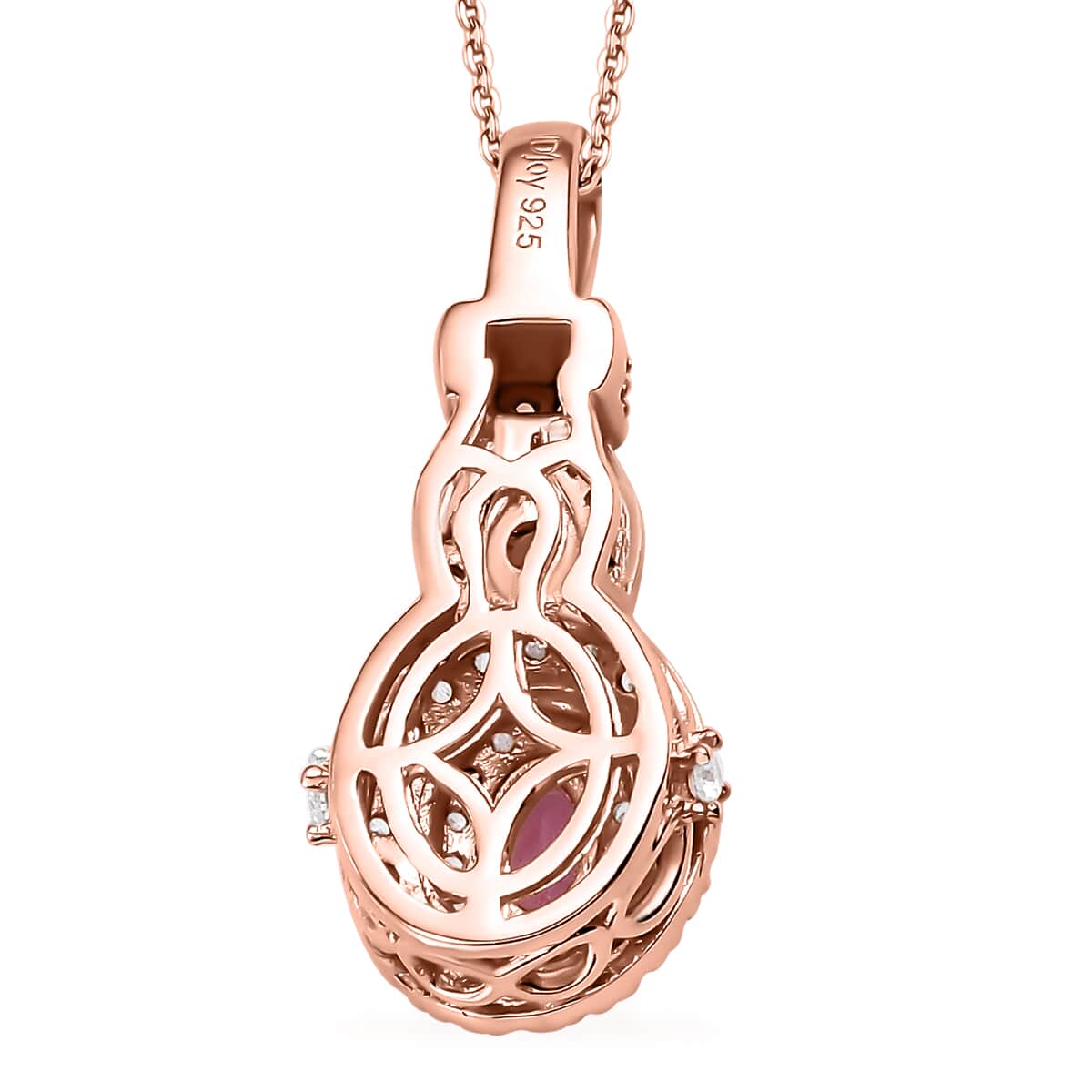 Mahenge Spinel and White Zircon 0.80 ctw Blossom Embrace Pendant Necklace in 18K Vermeil Rose Gold Over Sterling Silver 20 Inches image number 4