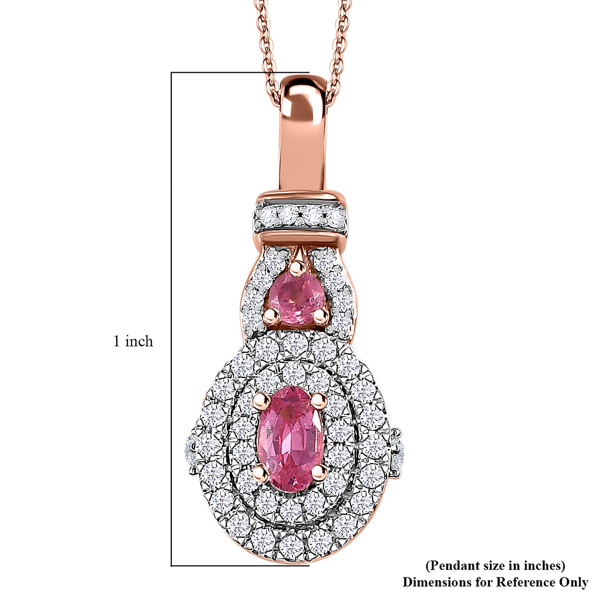 Mahenge Spinel and White Zircon 0.80 ctw Blossom Embrace Pendant Necklace in 18K Vermeil Rose Gold Over Sterling Silver 20 Inches