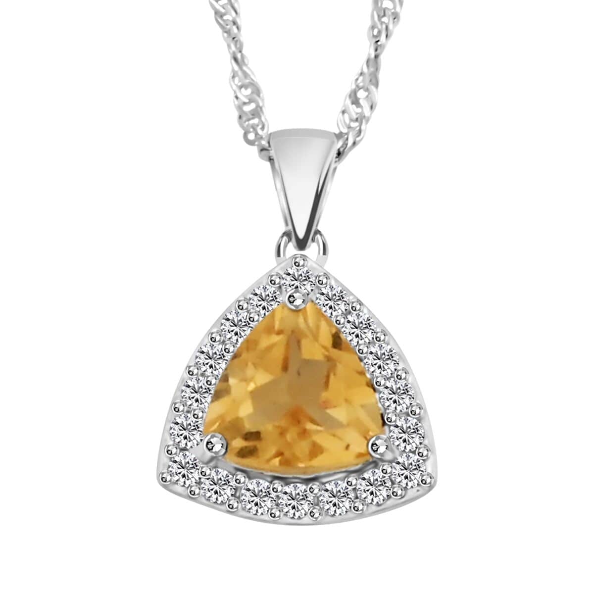 Simulated Citrine and Simulated Diamond 2.75 ctw Earrings, Pendant Necklace in Silvertone 18 Inches image number 2