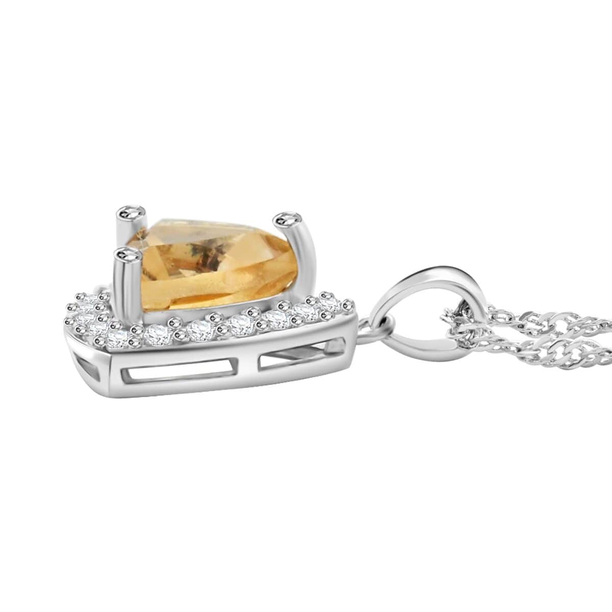 Simulated Citrine and Simulated Diamond 2.75 ctw Earrings, Pendant Necklace in Silvertone 18 Inches image number 3