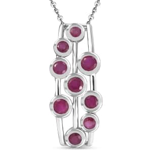 Doorbuster Niassa Ruby (FF) 2.65 ctw Bubbles Pendant Necklace in Rhodium Over Sterling Silver 20 Inches