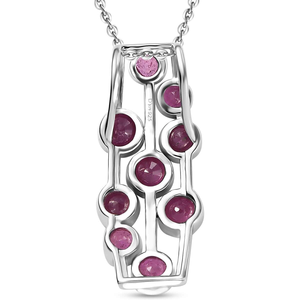 Doorbuster Niassa Ruby (FF) 2.65 ctw Bubbles Pendant Necklace in Rhodium Over Sterling Silver 20 Inches image number 4