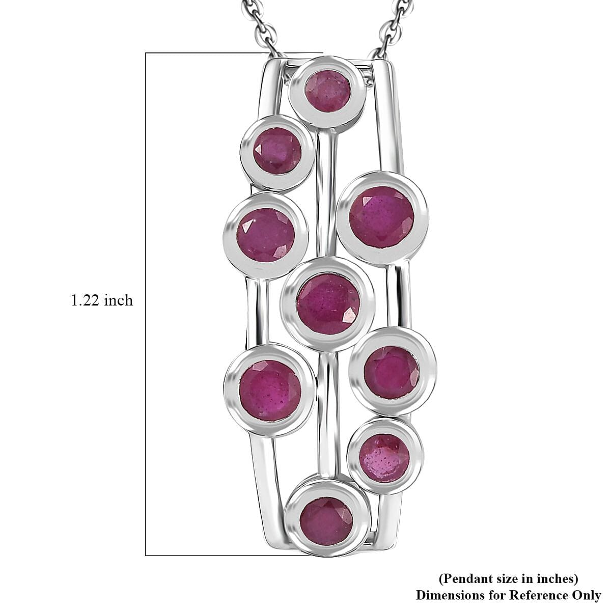 Niassa Ruby (FF) 2.65 ctw Bubbles Pendant Necklace in Rhodium Over Sterling Silver 20 Inches