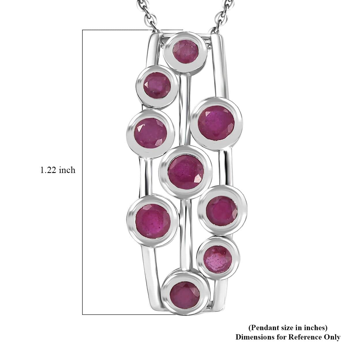 Doorbuster Niassa Ruby (FF) 2.65 ctw Bubbles Pendant Necklace in Rhodium Over Sterling Silver 20 Inches image number 5