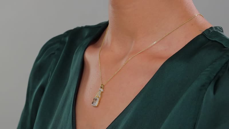 AAA Turkizite, White Zircon Pendant Necklace (20 Inches) in 18K Vermeil YG Over Sterling Silver 1.60 ctw