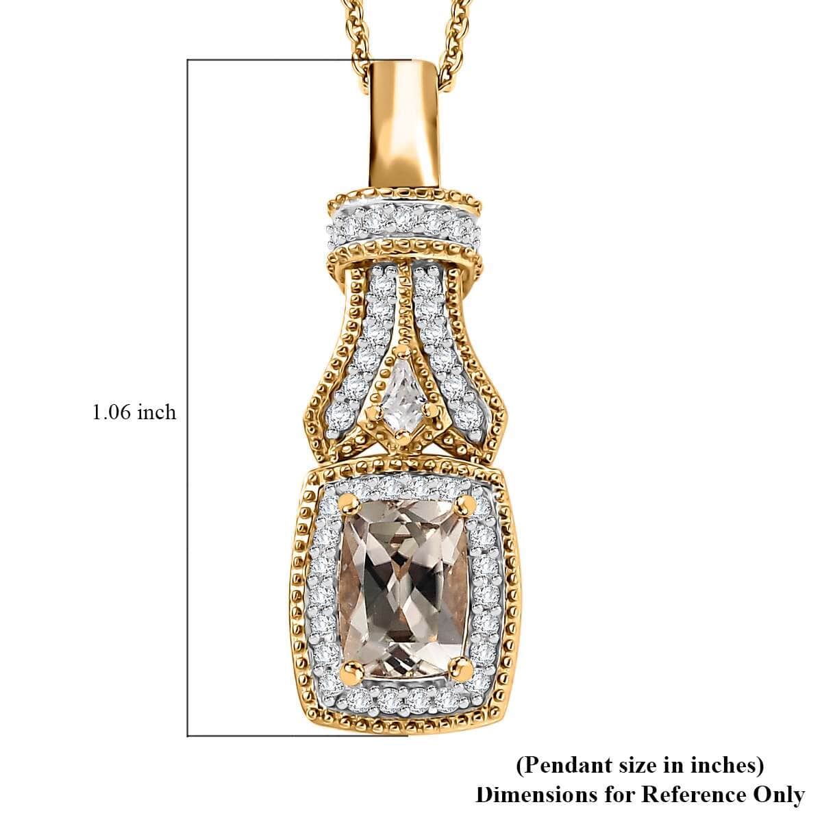 AAA Turkizite and White Zircon 1.60 ctw Art Deco Pendant Necklace in 18K Vermeil Yellow Gold Over Sterling Silver 20 Inches image number 5