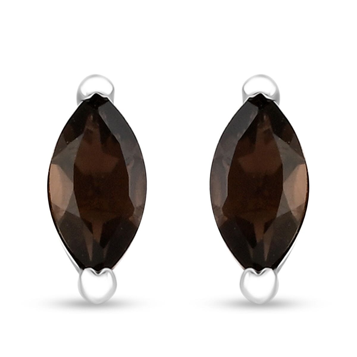 Simulated Smoky Quartz and Simulated Diamond 3.00 ctw Earrings, Pendant Necklace in Silvertone 18 Inches