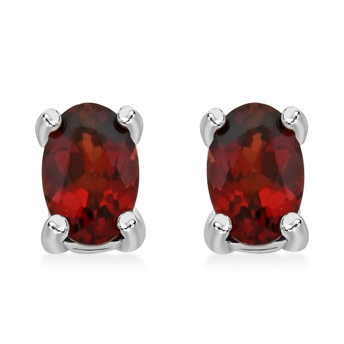 Simulated Garnet and Simulated Diamond 3.15 ctw Earrings, Pendant Necklace in Silvertone 18 Inches