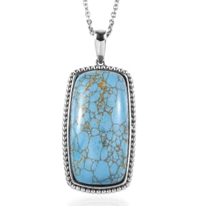 Mojave Blue Turquoise 24.80 ctw Pendant Necklace in Stainless Steel 20 Inches