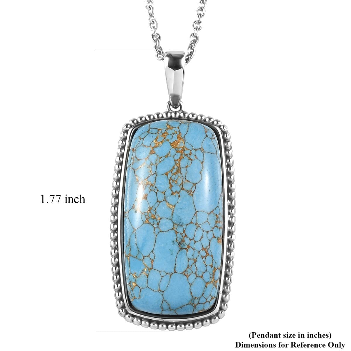 Mojave Blue Turquoise 24.80 ctw Pendant Necklace in Stainless Steel 20 Inches image number 5