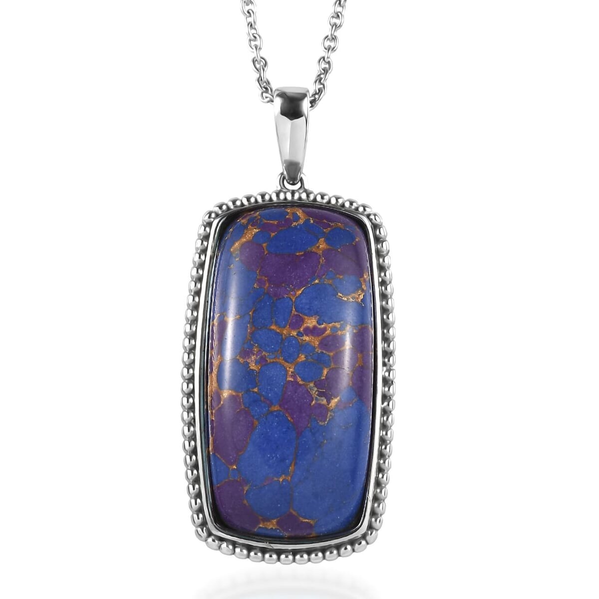 Mojave Purple Turquoise 24.85 ctw Pendant Necklace in Stainless Steel 20 Inches image number 0