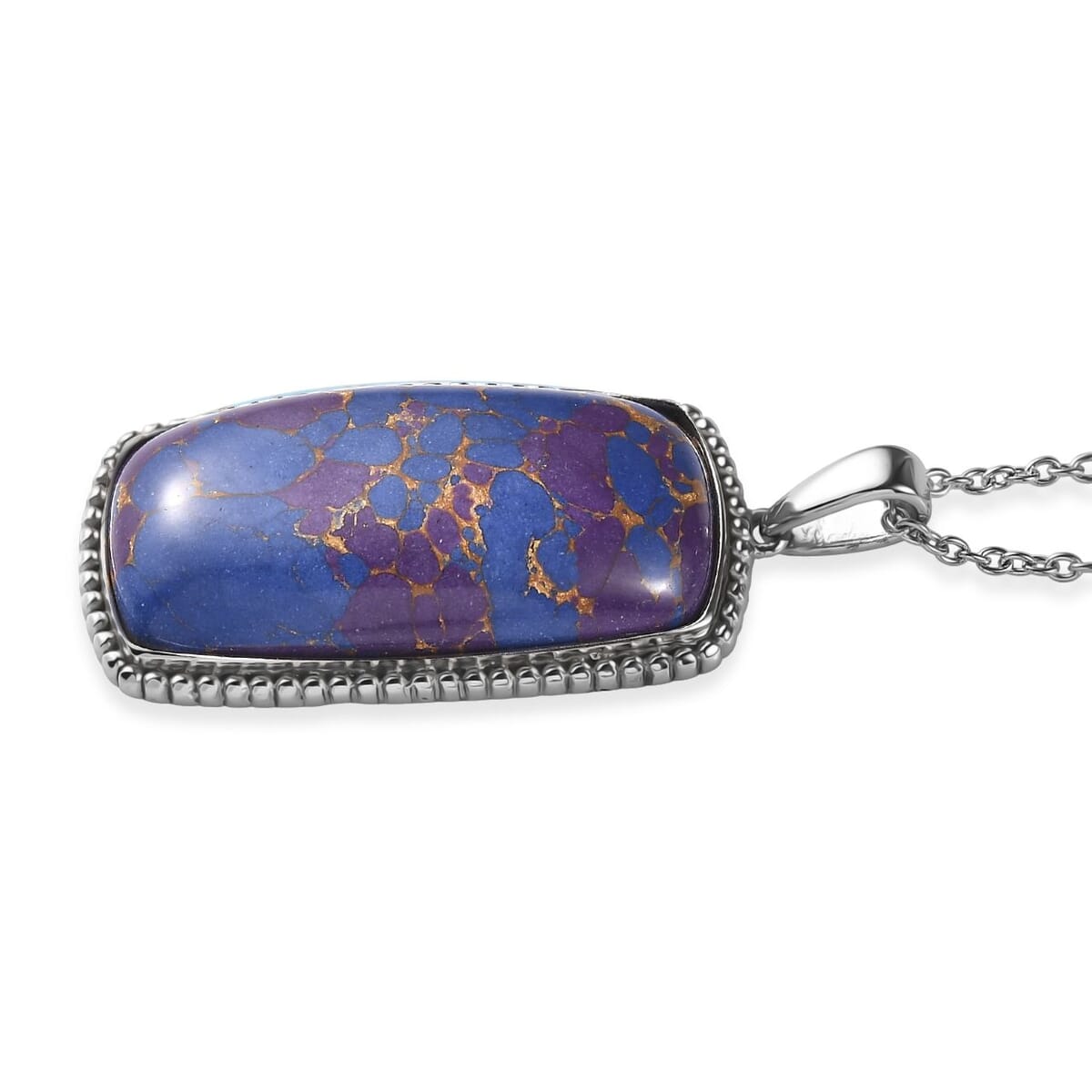 Mojave Purple Turquoise 24.85 ctw Pendant Necklace in Stainless Steel 20 Inches image number 3