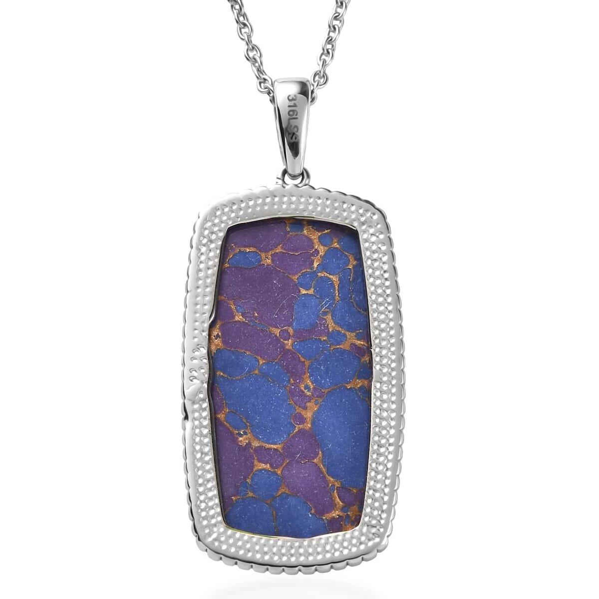 Mojave Purple Turquoise 24.85 ctw Pendant Necklace in Stainless Steel 20 Inches image number 4