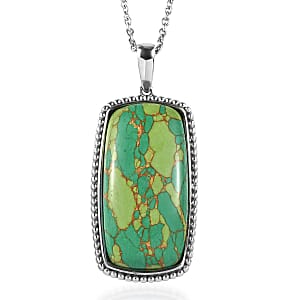 Mojave Green Turquoise 24.00 ctw Pendant Necklace in Stainless Steel 20 Inches