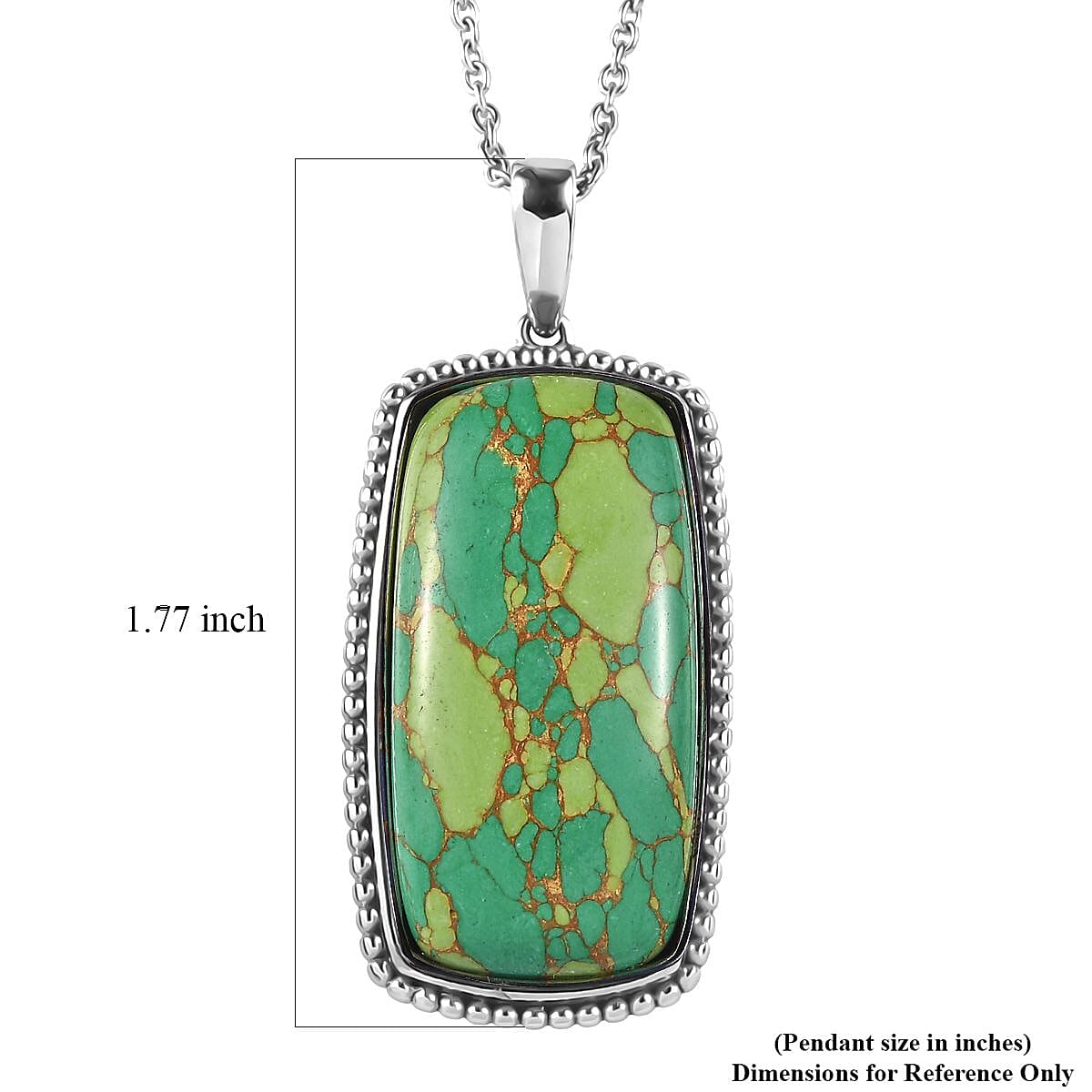 Mojave Green Turquoise 24.00 ctw Pendant Necklace in Stainless Steel 20 Inches image number 5