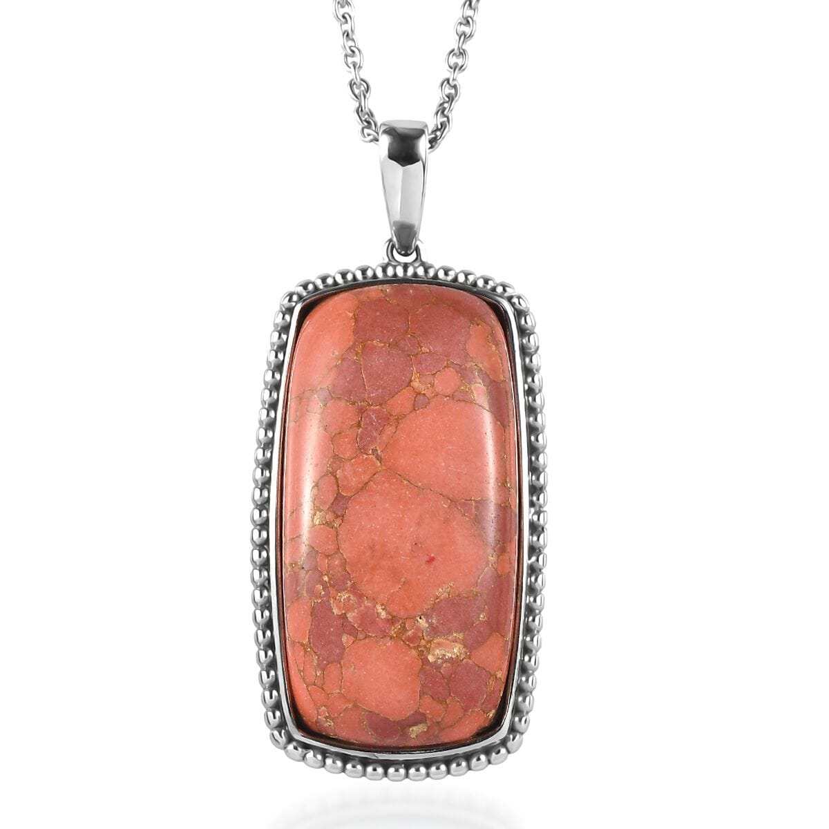 Mojave Oragne Turquoise 24.50 ctw Pendant Necklace in Stainless Steel 20 Inches image number 0