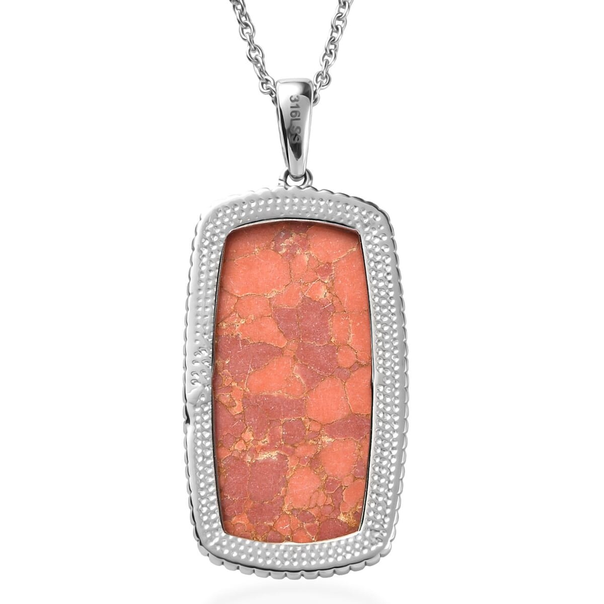 Mojave Oragne Turquoise 24.50 ctw Pendant Necklace in Stainless Steel 20 Inches image number 4