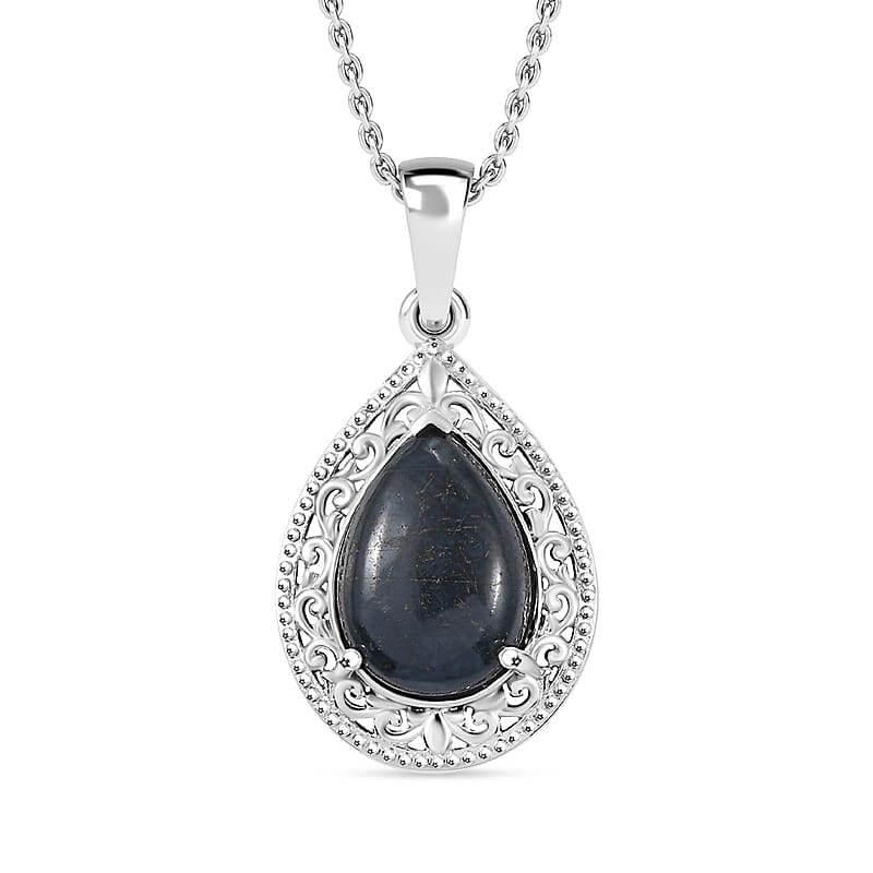 Vivianite 3.90 ctw Pendant in Platinum Bond with Stainless Steel Chain 20 Inches 
