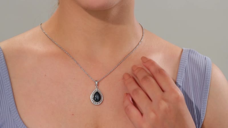 Vivianite 3.90 ctw Pendant in Platinum Bond with Stainless Steel Chain 20 Inches