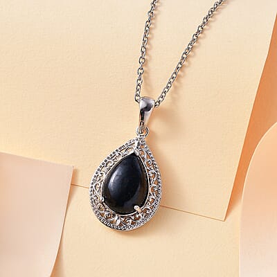Vivianite 3.90 ctw Pendant in Platinum Bond with Stainless Steel Chain 20 Inches 