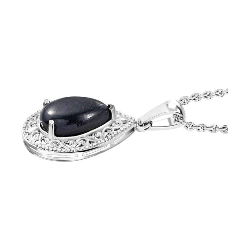 Vivianite 3.90 ctw Pendant in Platinum Bond with Stainless Steel Chain 20 Inches 