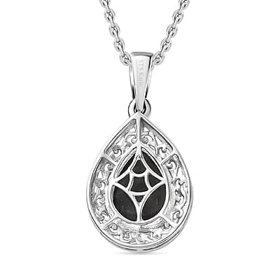 Vivianite 3.90 ctw Pendant in Platinum Bond with Stainless Steel Chain 20 Inches 