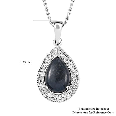 Vivianite 3.90 ctw Pendant in Platinum Bond with Stainless Steel Chain 20 Inches 