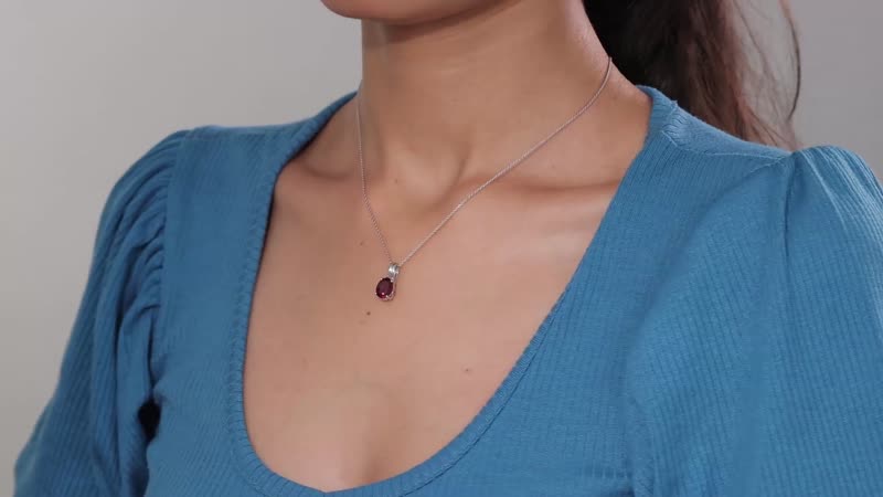 Orissa Rhodolite Garnet and Ouro Fino Rubellite 2.35 ctcw Pendant Necklace 20 Inches in Rhodium Over Sterling Silver