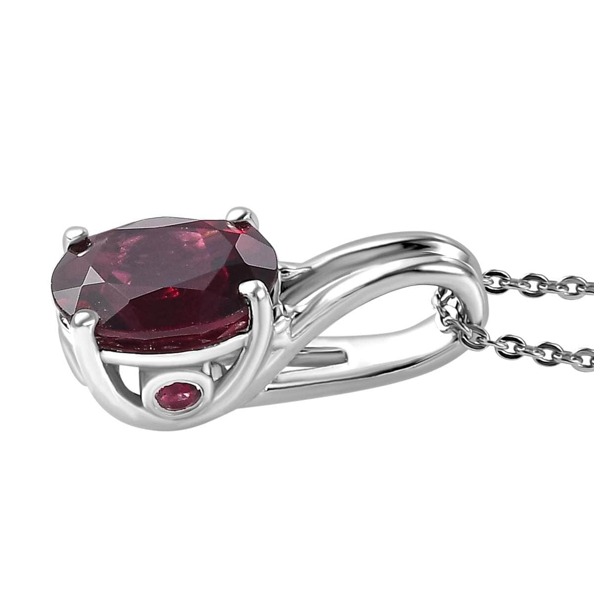 Orissa Rhodolite Garnet and Ouro Fino Rubellite 2.35 ctcw Pendant Necklace 20 Inches in Rhodium Over Sterling Silver image number 3