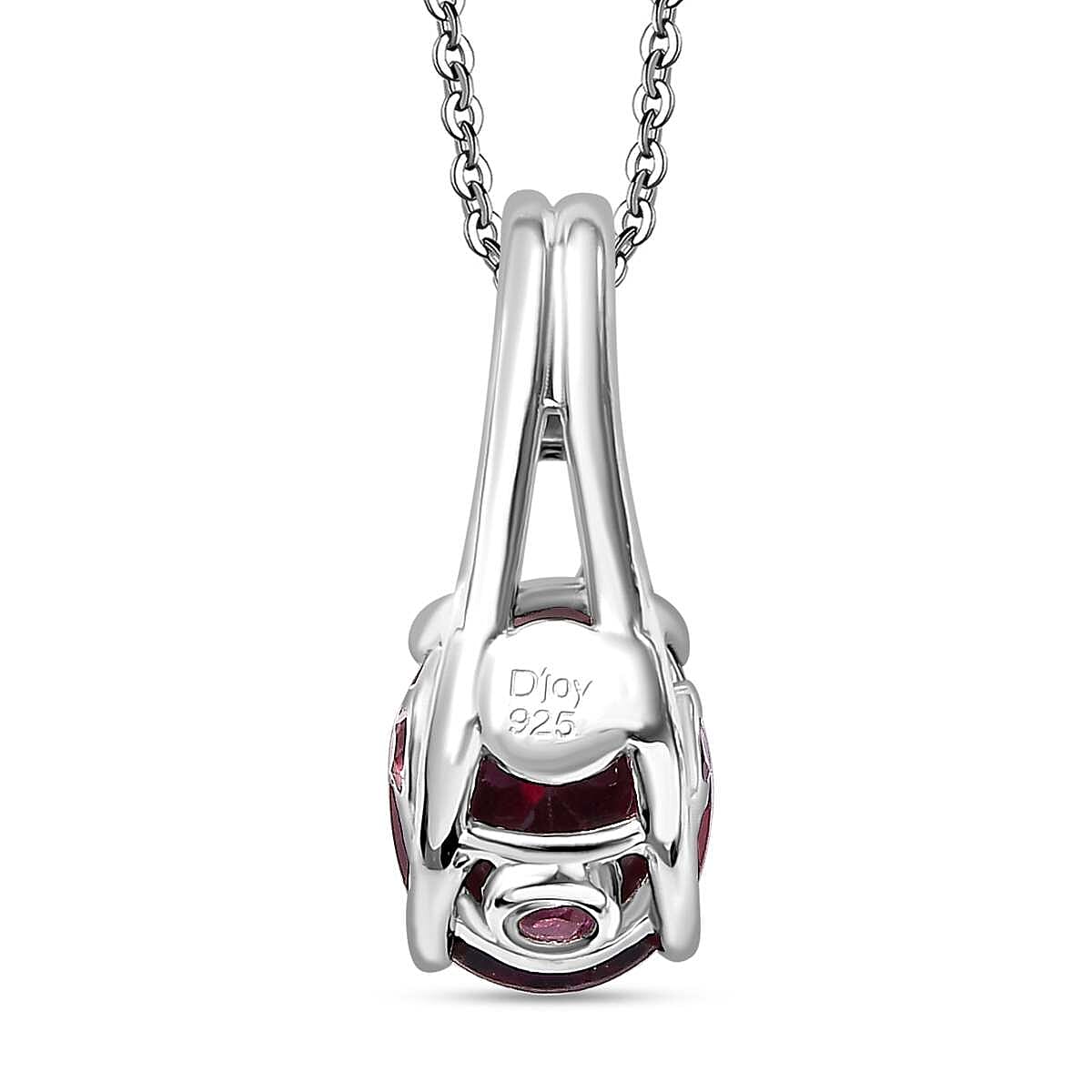 Orissa Rhodolite Garnet and Ouro Fino Rubellite 2.35 ctcw Pendant Necklace 20 Inches in Rhodium Over Sterling Silver