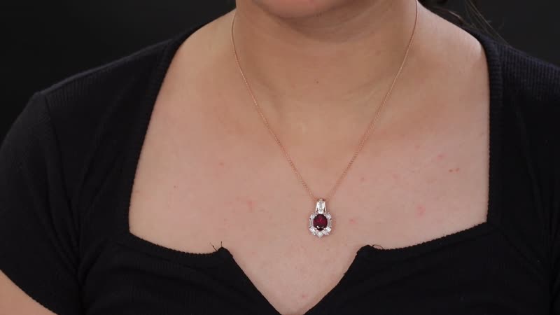 Doorbuster Orissa Rhodolite Garnet, Moissanite Pendant Necklace (20 Inches) in 18K Vermeil RG Over Sterling Silver 3.90 ctw
