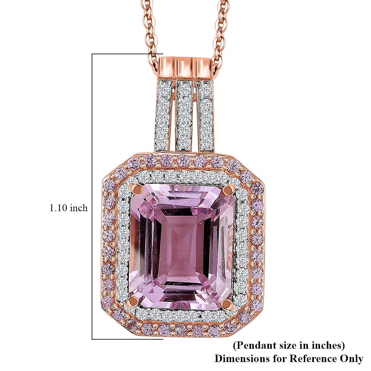 Premium Martha Rocha Kunzite and Multi Gemstone 9.80 ctw Blush Royale Pendant Necklace in 18K Vermeil Rose Gold Over Sterling Silver 20 Inches