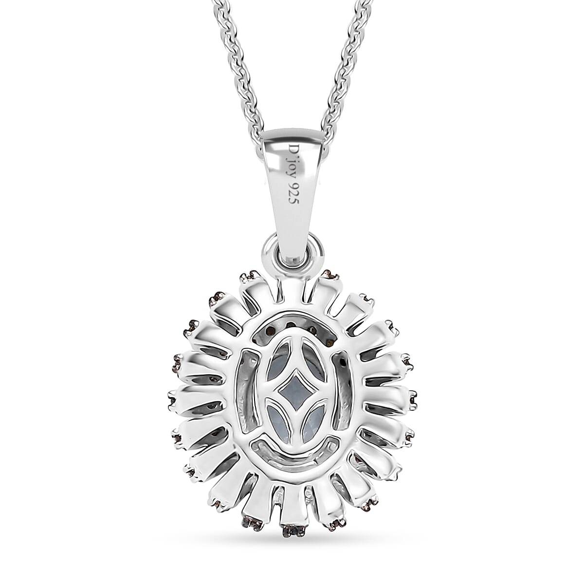Premium Santa Maria Aquamarine and Multi Color Diamond 1.50 ctw Pendant Necklace in Rhodium Over Sterling Silver 20 Inches