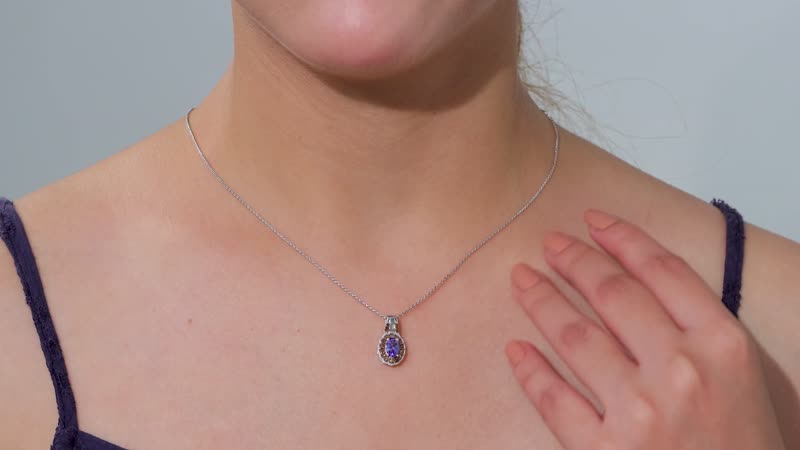 TLV Tanzanite, Natural Champagne and White Diamond (0.25 cts) Pendant Necklace (20 Inches) in Rhodium Over Sterling Silver 1.00 ctw