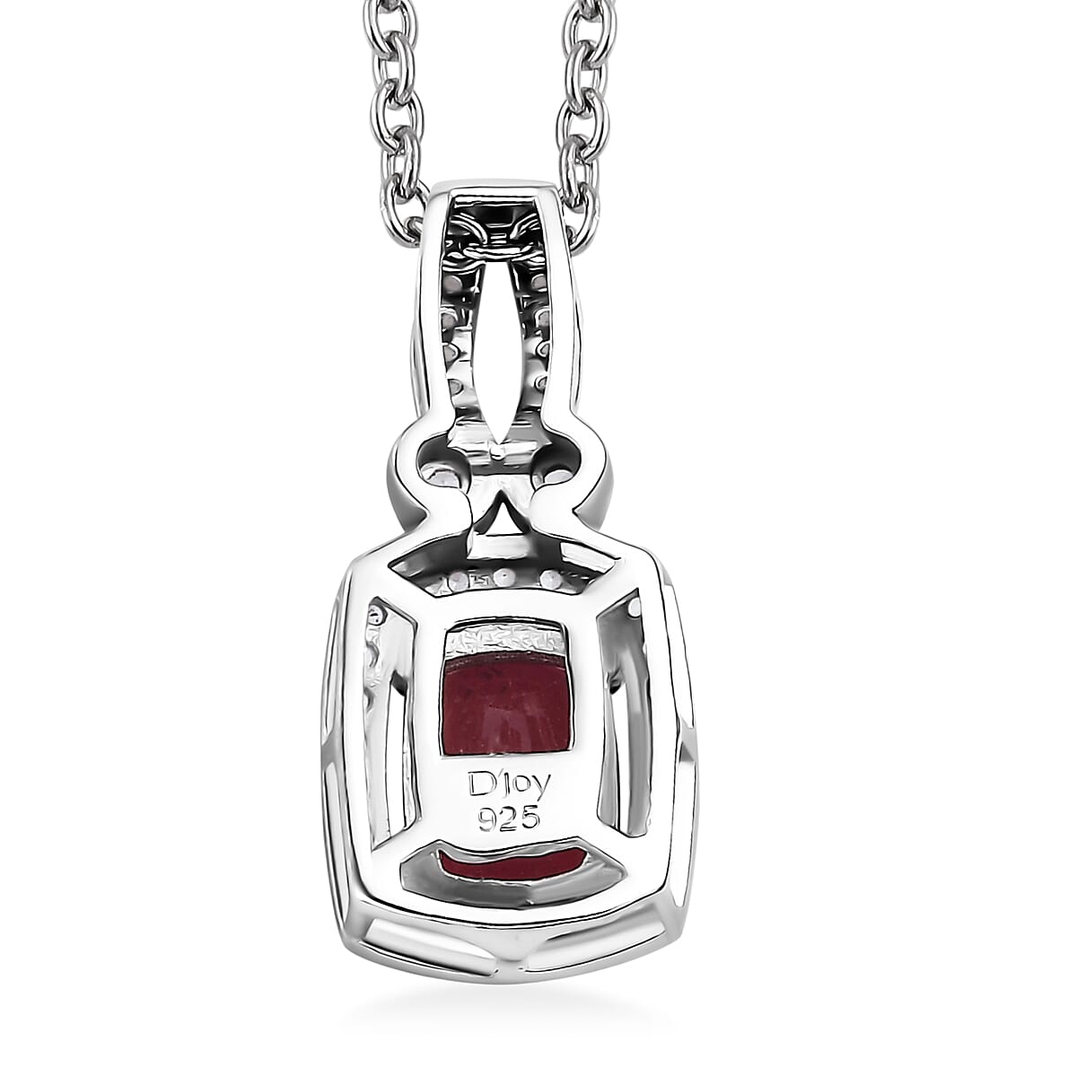 Niassa Ruby (FF) and White Zircon 1.70 ctw Twilight Blossom Pendant in Rhodium Over Sterling Silver with Stainless Steel Necklace 20 Inches