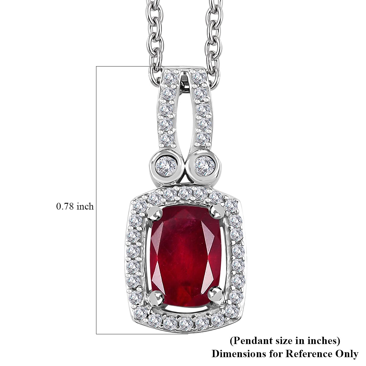 Niassa Ruby (FF) and White Zircon 1.70 ctw Twilight Blossom Pendant in Rhodium Over Sterling Silver with Stainless Steel Necklace 20 Inches