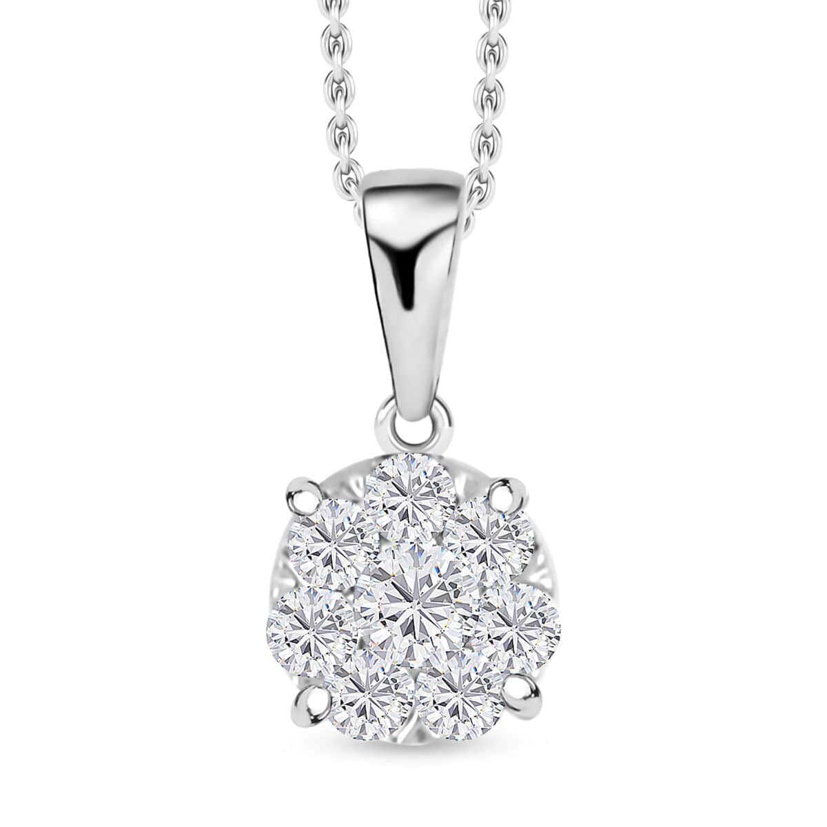 Luxuriant Lab Grown Diamond G-H SI 0.50 ctw Pendant Necklace 20 Inches in Platinum Over Sterling Silver image number 0