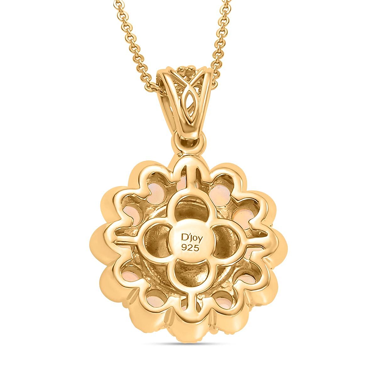 South Sea Golden Cultured Pearl and Multi Gemstone 1.35 ctw Helenium Flower Pendant Necklace in 18K Vermeil Yellow Gold Over Sterling Silver 20 Inches