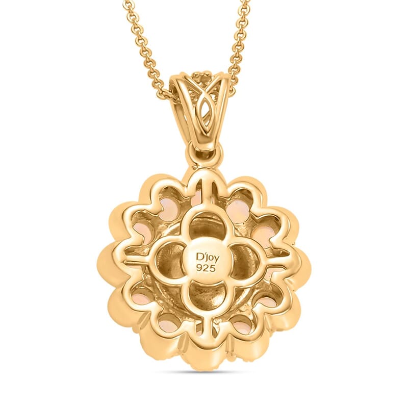 South Sea Golden Cultured Pearl and Multi Gemstone 1.35 ctw Helenium Flower Pendant Necklace in 18K Vermeil Yellow Gold Over Sterling Silver 20 Inches