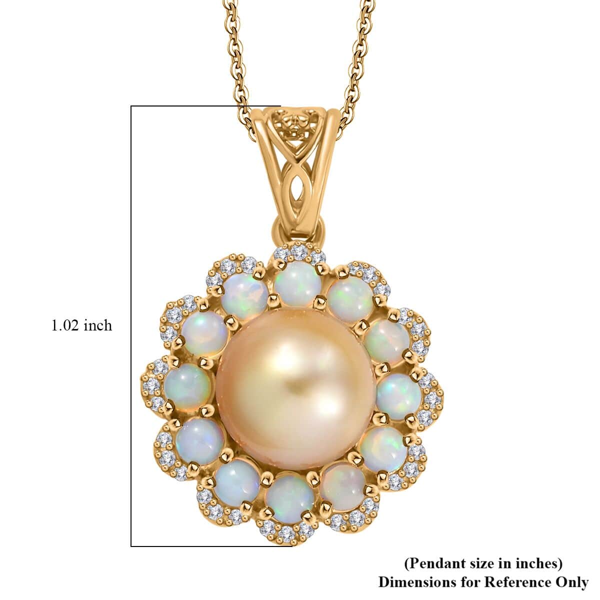 South Sea Golden Cultured Pearl and Multi Gemstone 1.35 ctw Helenium Flower Pendant Necklace in 18K Vermeil Yellow Gold Over Sterling Silver 20 Inches image number 6