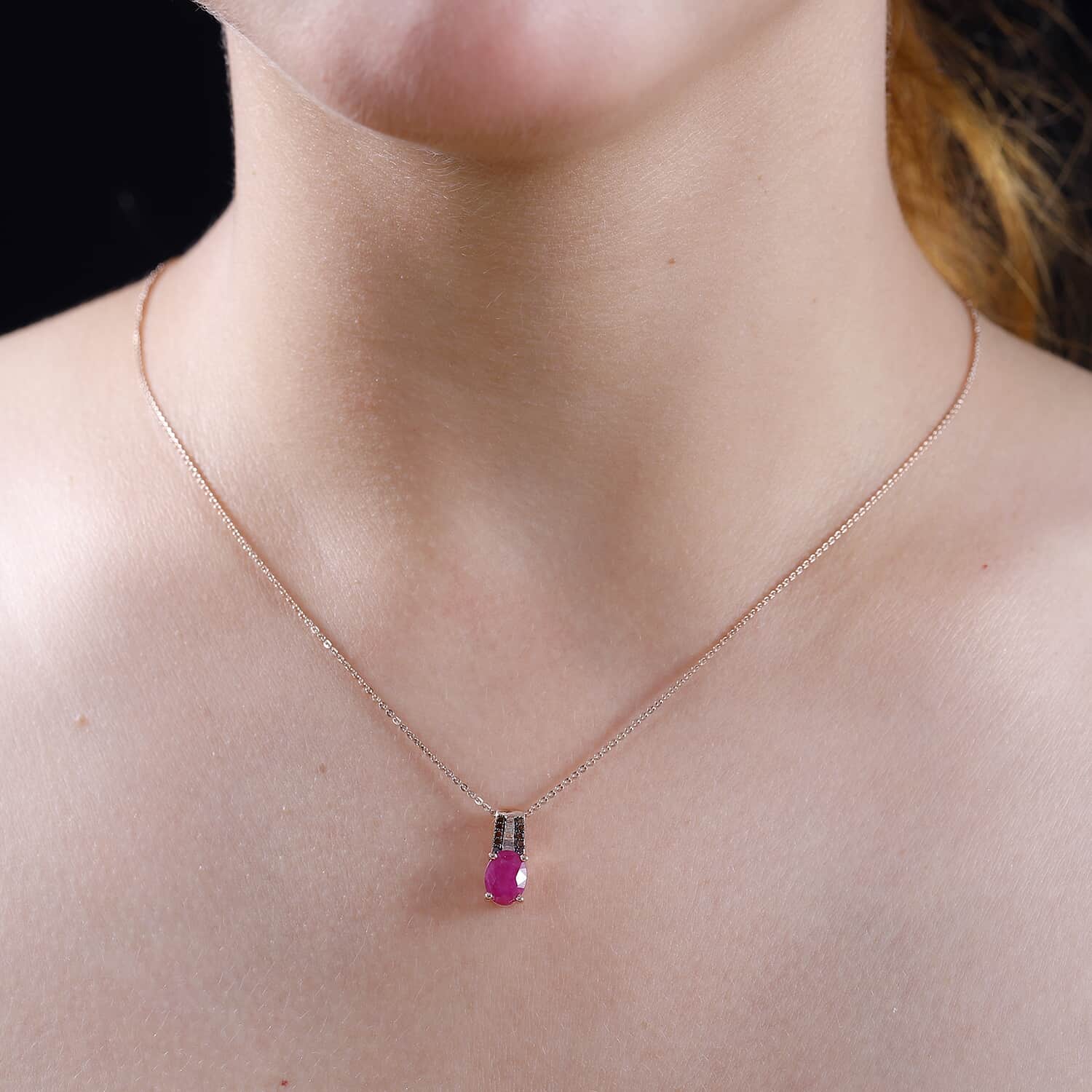 Sterling two tone vermeil Ruby on sale Diamond necklace