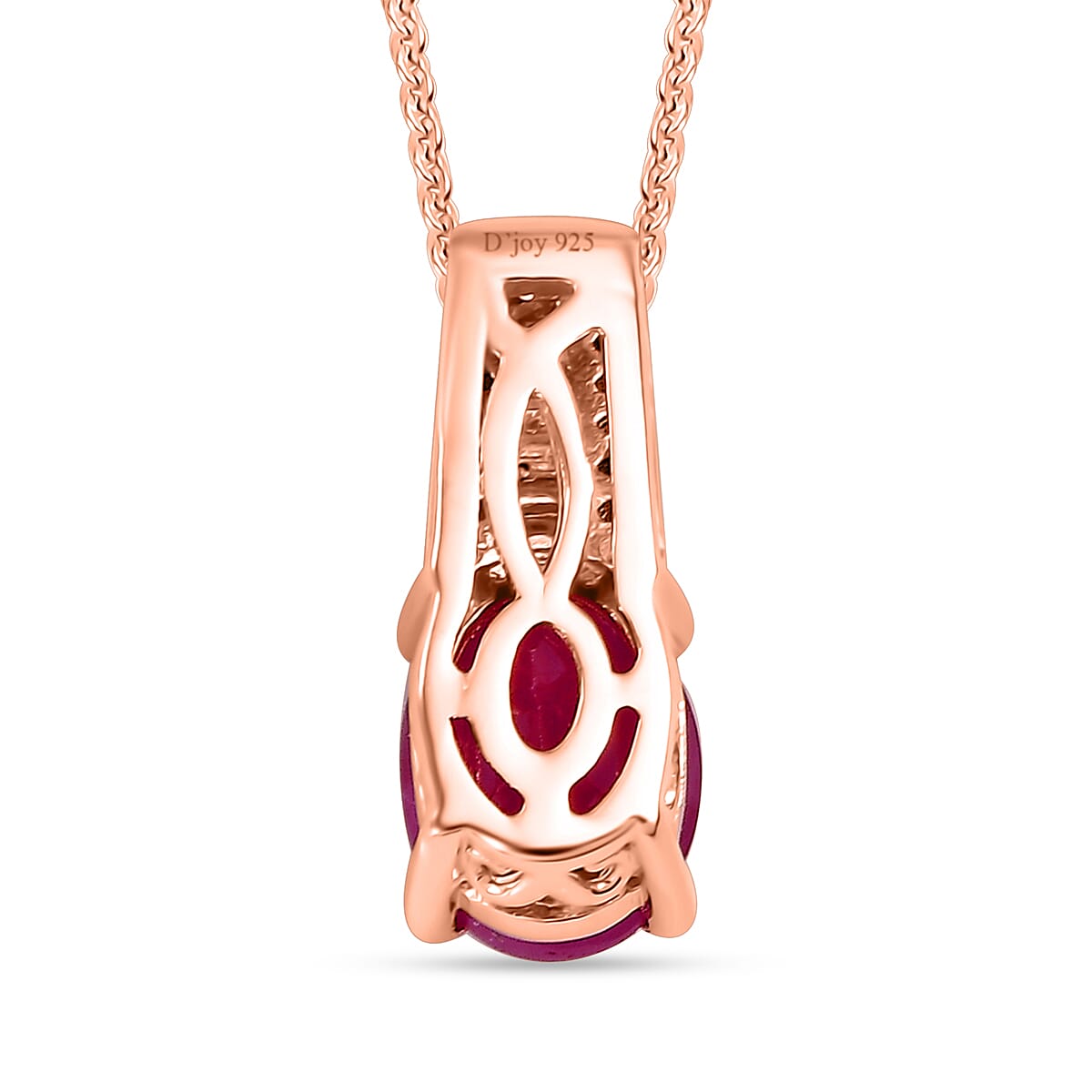 Premium Royal Ruby, Diamond and Red Diamond 1.60 ctw Bridge Pendant Necklace in 18K Vermeil Rose Gold Over Sterling Silver 20 Inches