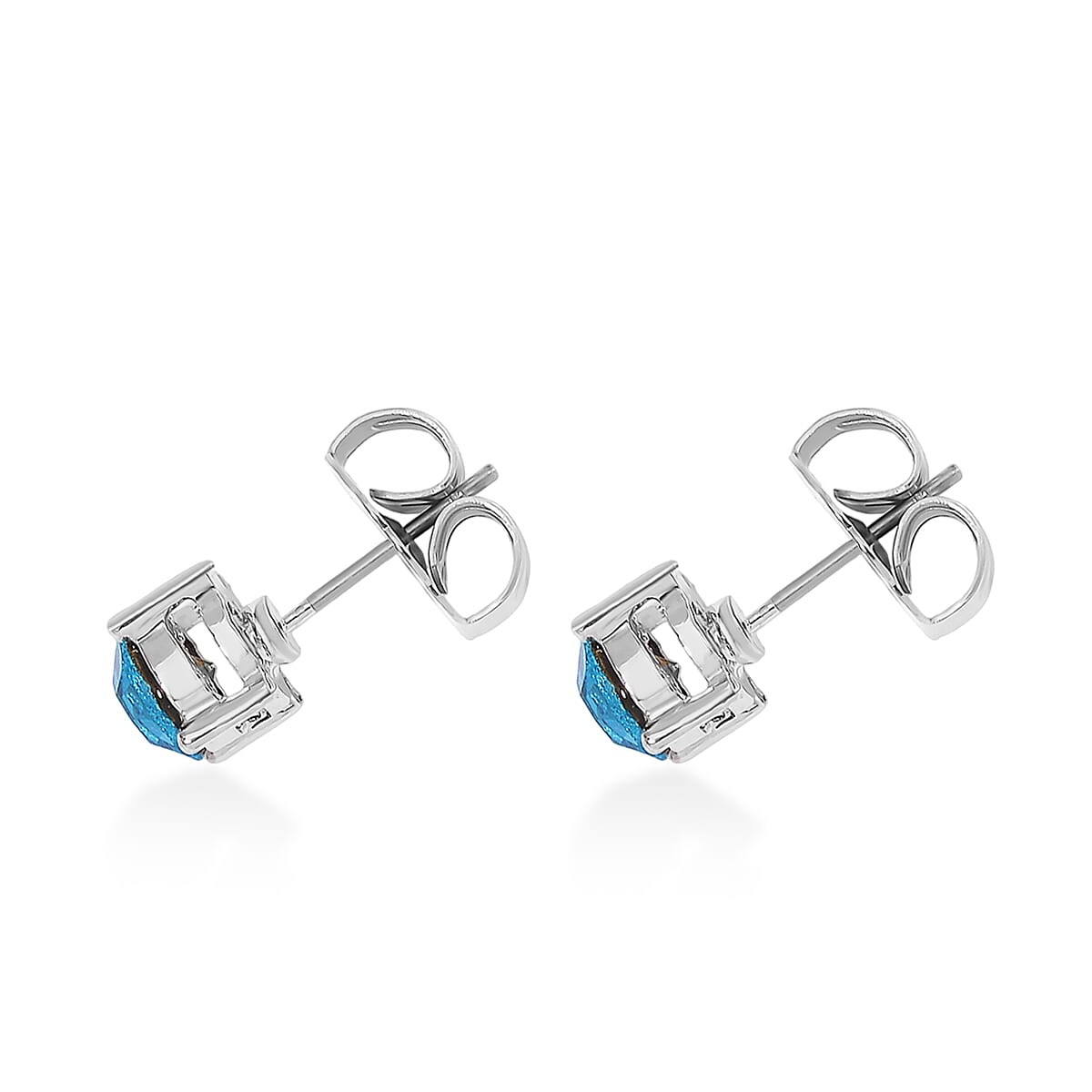 Set of 7 Multi Color Austrian Crystal Solitaire Stud Earrings in Silvertone