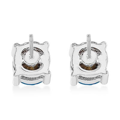 Set of 7 Multi Color Austrian Crystal Solitaire Stud Earrings in Silvertone