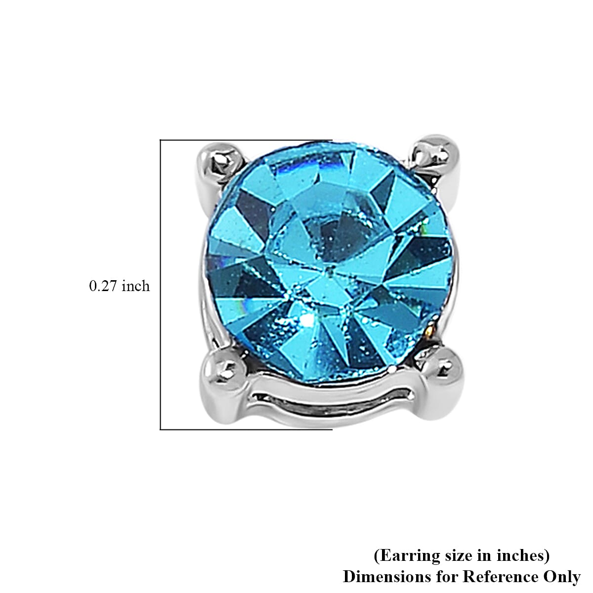 Set of 7 Multi Color Austrian Crystal Solitaire Stud Earrings in Silvertone