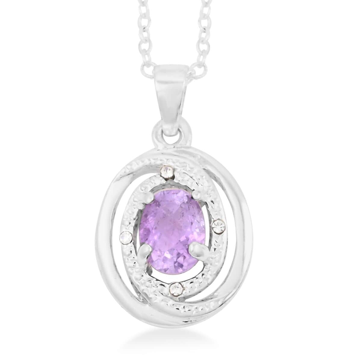 Amethyst and Simulated Diamond 2.30 ctw Earrings, Pendant Necklace in Silvertone 18 Inches image number 2