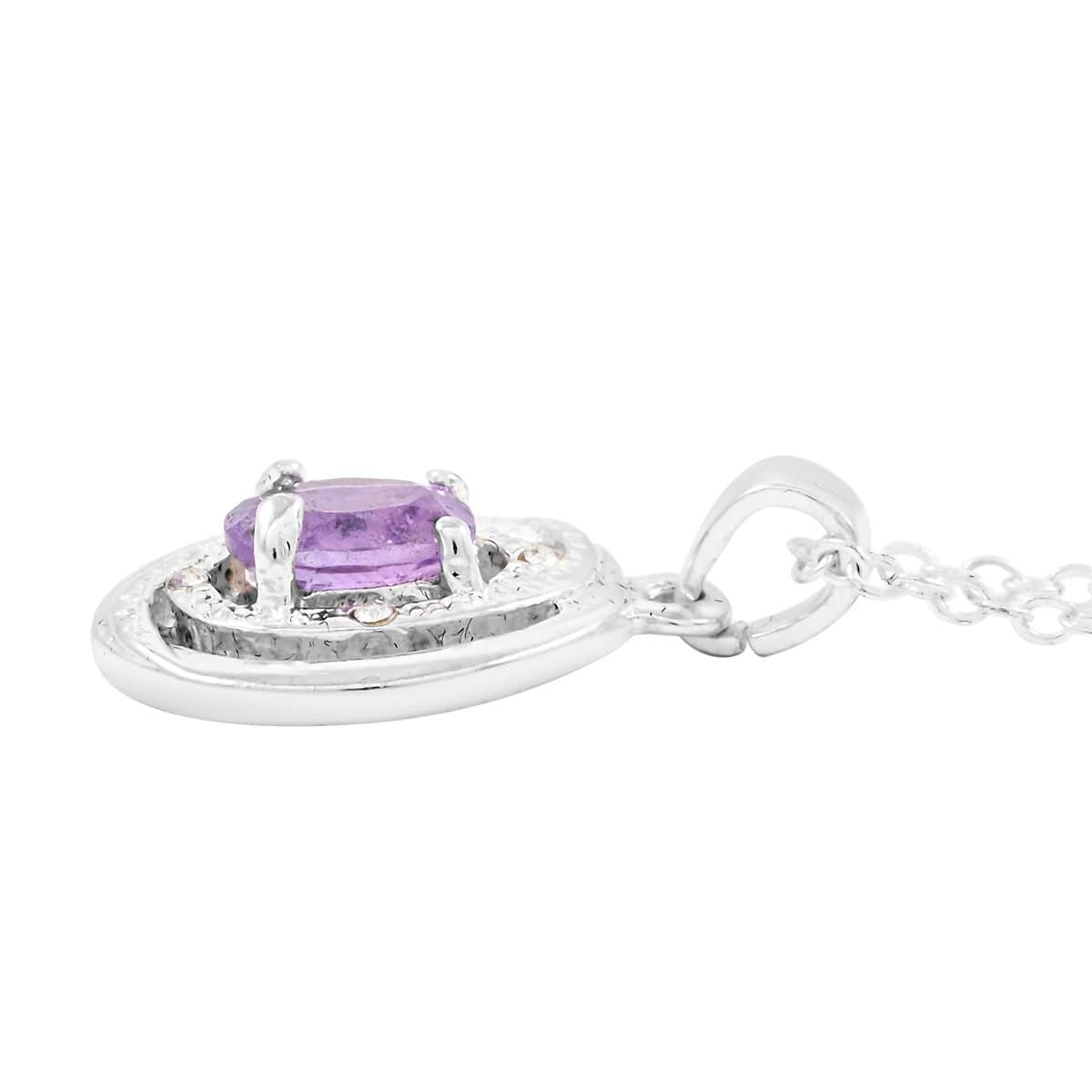 Amethyst and Simulated Diamond 2.30 ctw Earrings, Pendant Necklace in Silvertone 18 Inches image number 3