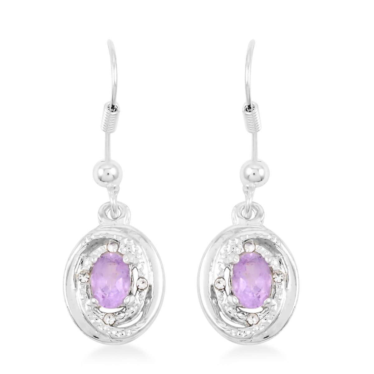 Amethyst and Simulated Diamond 2.30 ctw Earrings, Pendant Necklace in Silvertone 18 Inches image number 4